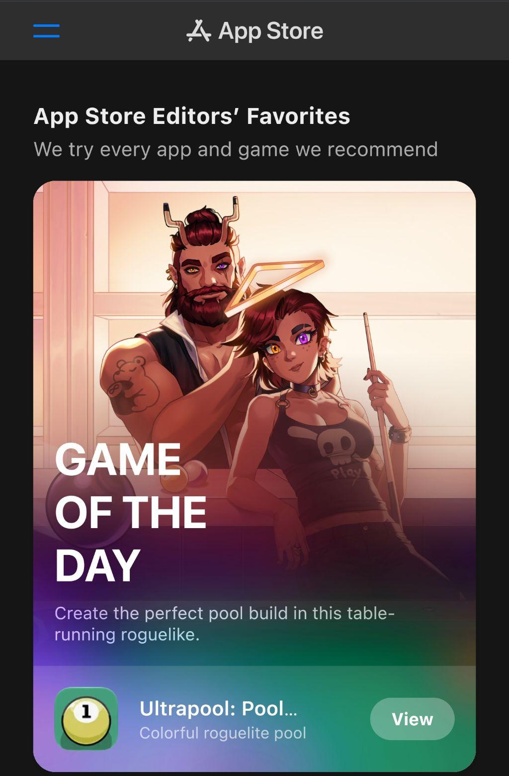 Ultrapool as App Store Game of the Day
